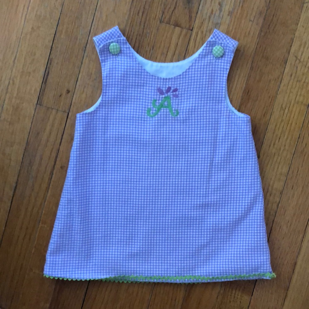 Purple Gingham Dress with “A” Patch